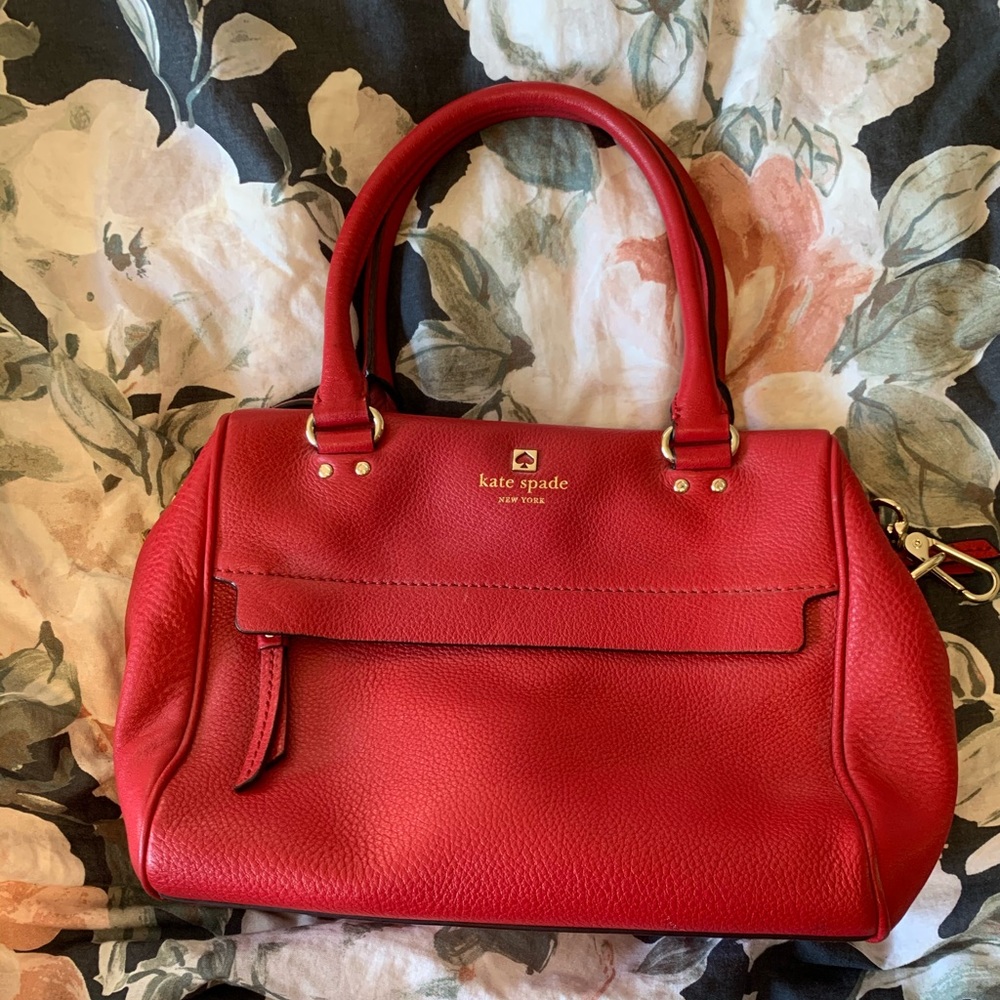 Bright red leather kate spade purse
